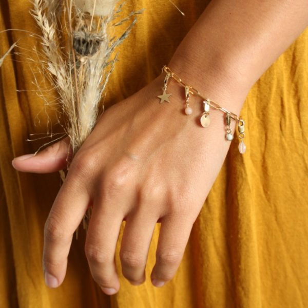 Bracelet chainette Ines avec perles et breloques de Tik Tik création