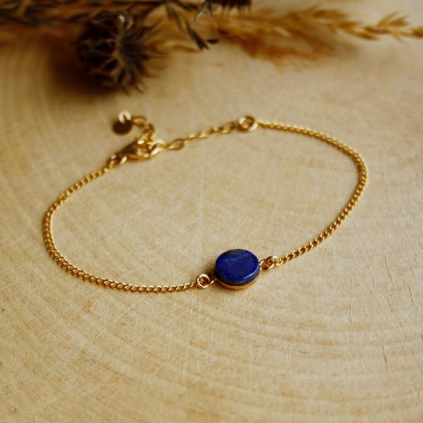Bracelet Blandine intercalaire cabochon Lapis lazuli gold filled Tik Tik création